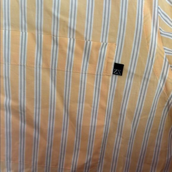 Butter Yellow with gray stripes, Zegna Sport Men’s Button Down - Picture 5 of 8